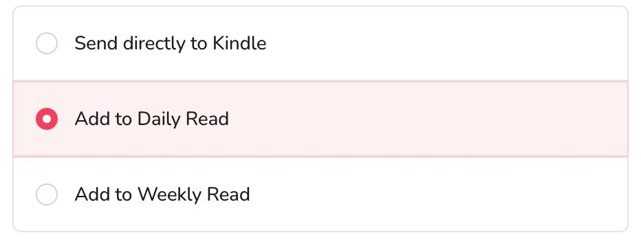 Newsletter delivery choices with Add to Daily Read selected